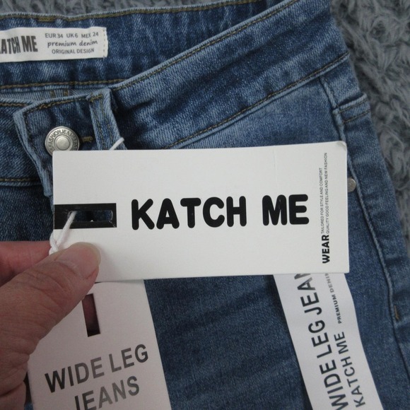 Katch Me Wide Leg Jeans Womens XS Washed High Rise Stretch Denim 24x28.5 NWT - Picture 11 of 16